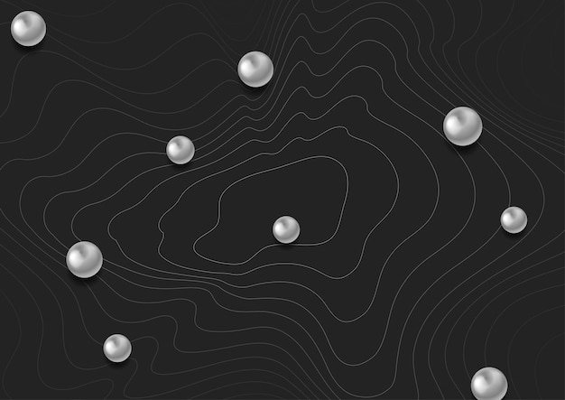 Vector dark refracted waves and silver balls abstract background