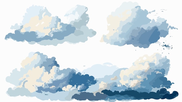 dark sky and white clouds painting vector illustration