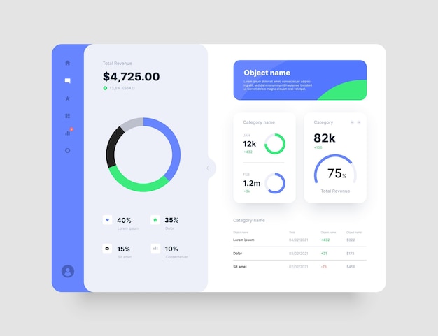 Vector dashboard design app interface with ui and ux elements use design for web application desktop app or