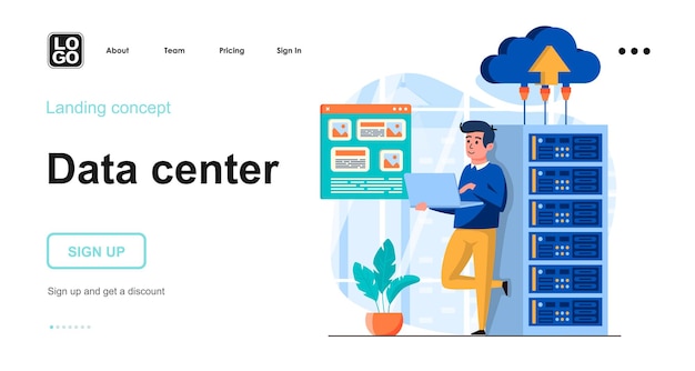 Vector data center flat design concept