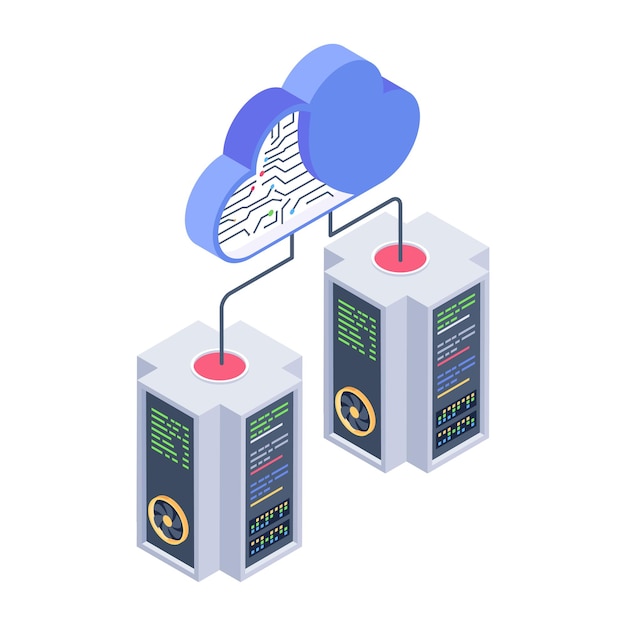Vector data center isometric icons