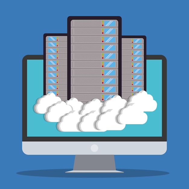 Vector data center related icons image 