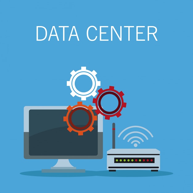Vector data center technology icons