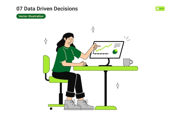 Vector data driven decisions illustration
