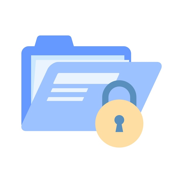 Vector data file with padlock showing flat concept icon of secure folder data security vector
