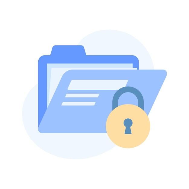 Vector data file with padlock showing flat concept icon of secure folder data security vector