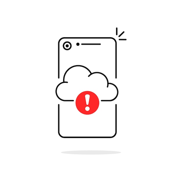 Vector data issue or cloud error icon with thin line phone simple trend modern graphic disconnection logotype design web element isolated on white background concept of broken communication with database