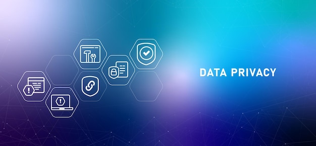 Vector data privacy gradient header internet security data server access control private document