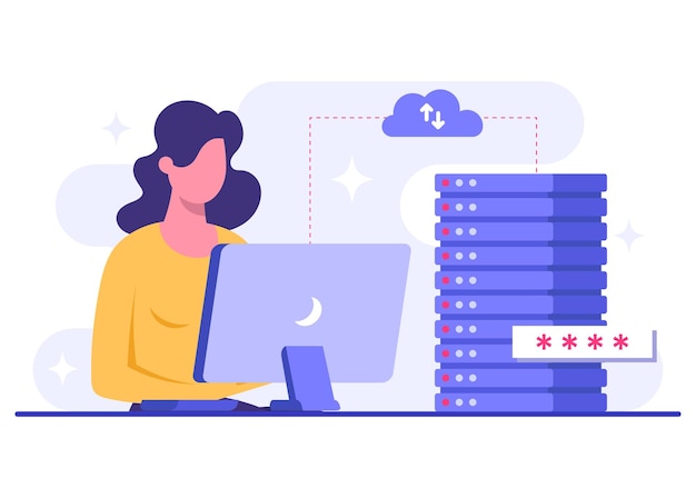 Vector data protection flat illustration vector template cyber security network security