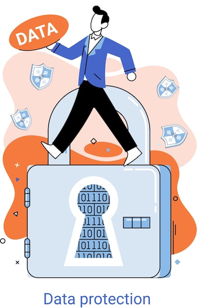 Vector data protection privacy internet security secure data management protect data from hacker attacks metaphor