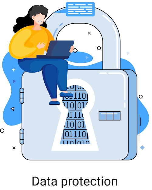 Vector data protection privacy internet security secure data management protect data from hacker attacks metaphor