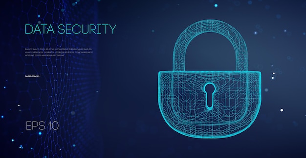 Vector data security binary lock. security cloud data attack. encryption code computer firewall concept. alarm locks server data. asian it support vector illustration.