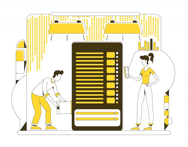 Vector data storage thin line concept illustration