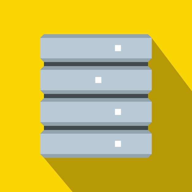 Vector database icon in flat style on a yellow background