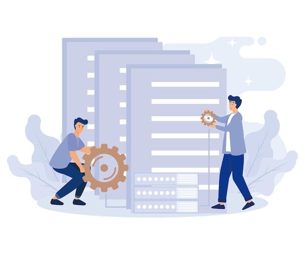 Vector database storage concept programming language data science tools flat vector modern illustration