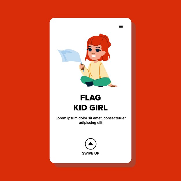 Vector day flag kid girl vector