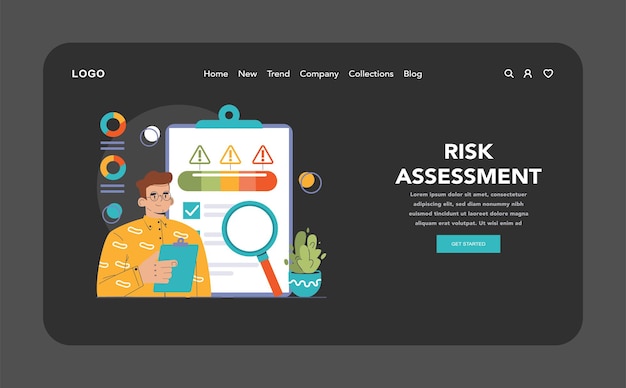 Vector decisionmaking dark or night mode web landing strategic thinking brainstorming and solution research