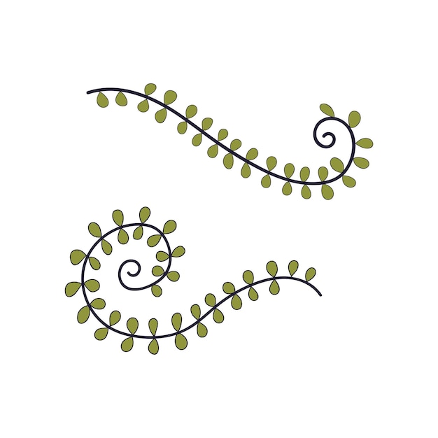 Vector decorative element twigs and leaves doodle isolated on white background