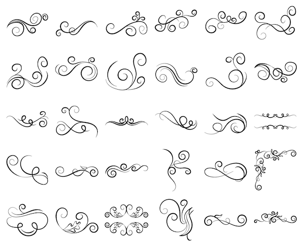 Vector decorative floral line art