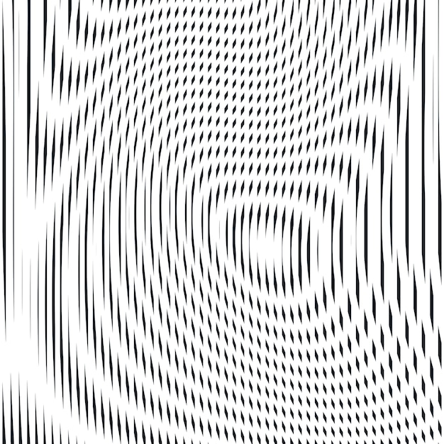 Vector decorative lined hypnotic contrast background. optical illusion, creative black and white graphic moire backdrop.