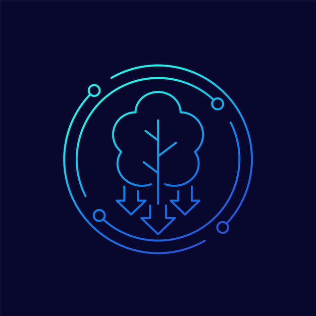 Vector deforestation line icon decrease in forest areas vector