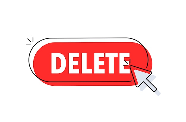 Vector delete button with cursor pointer click vector web button
