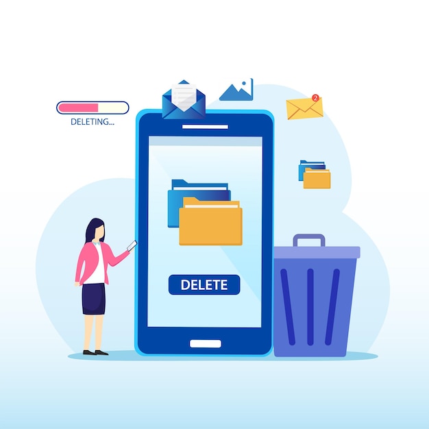 Vector delete concept cleaning digital memory premium vector