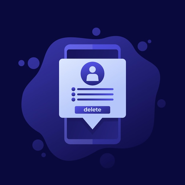 Vector delete profile erase account vector design with a phone