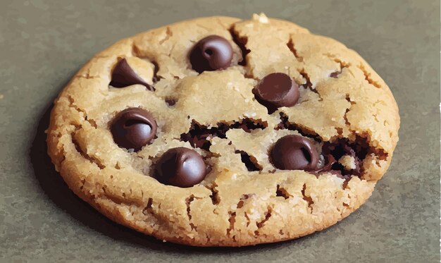 Vector delicious chocolate chip cookie vector illustration