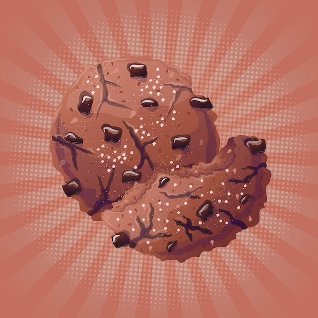 Vector delicious cookies with chocolate crumbs vector realistic layoutdesign elements for print postcard