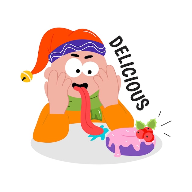 Vector delicious food vector sticker illustration