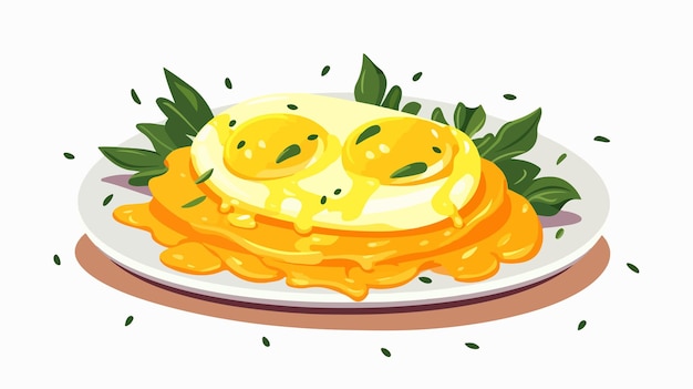 Vector delicious scrambled egg breakfast cartoon illustration