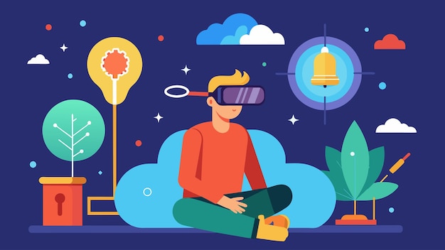 Vector a depiction of virtual reality and ketamine therapy unlocking the power of the mind to access and