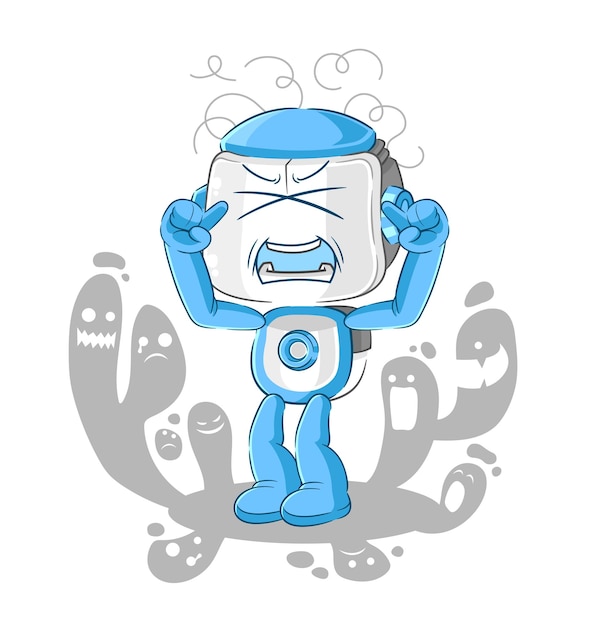 Vector depressed humanoid robot character cartoon vector
