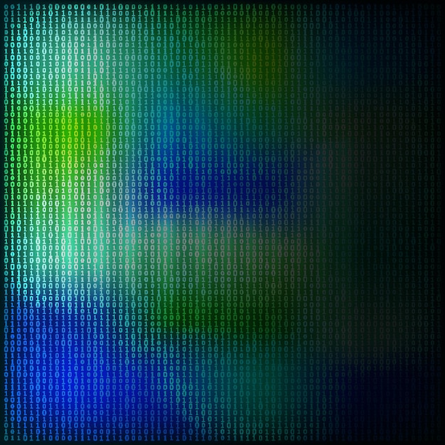 Vector design elements binary computer code halftone pattern dark background vector illustration eps 10 frame with digital data cryptography texture for technology electronic network algorithm