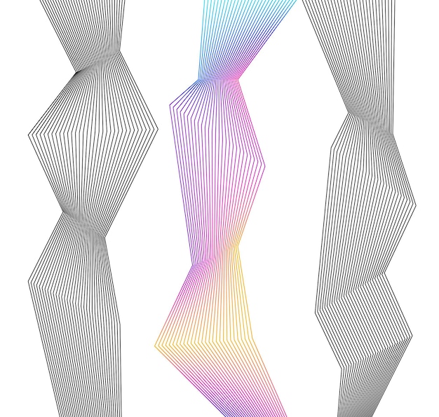 Vector design elements curved sharp corners wave many lines abstract vertical broken stripes on white background isolated creative line art vector illustration eps 10 color line created using blend tool