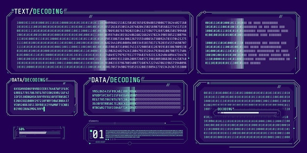 Vector design of a software interface for storing processing and decoding data vector illustration