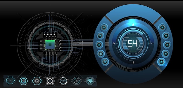 Vector a detailed digital interface displays complex data metrics and visual elements the design emphasizes a hightech aesthetic with glowing graphics and interactive features