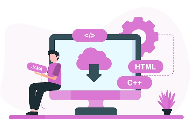 Vector developer working on cloud using programming languages
