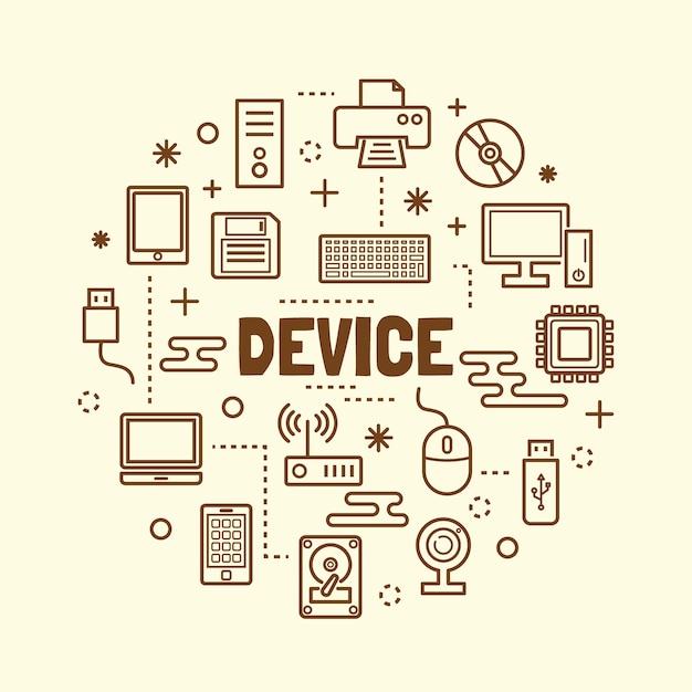 Vector device minimal thin line icons set