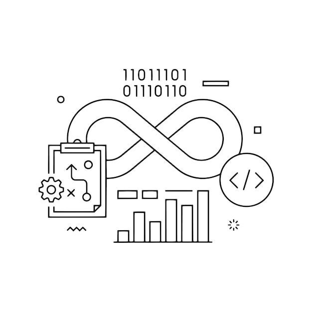 Vector devops related conceptual vector illustration developer programming coding