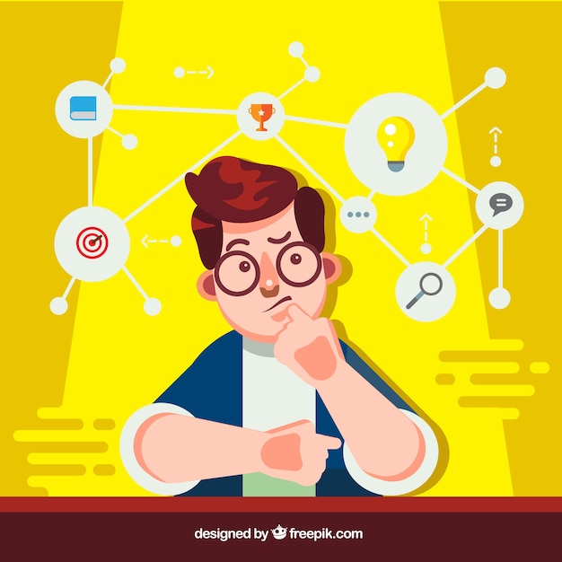 Vector diagram template and guy thinking