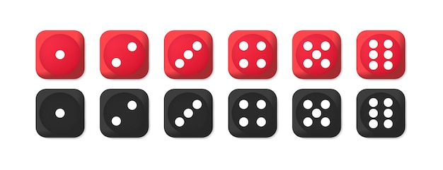 Vector dice flat color numbers on dice vector icons
