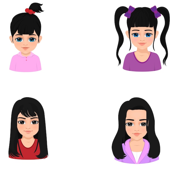 Vector different age group people portrait set
