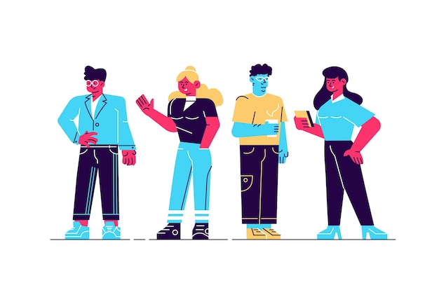 Vector different female and male characters on white background