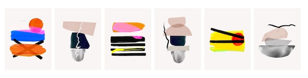 Vector different textures and shapes artistic vector illustration collage set