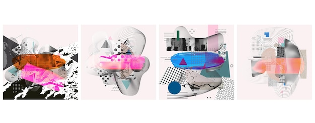 Vector different textures and shapes artistic vector illustration collage
