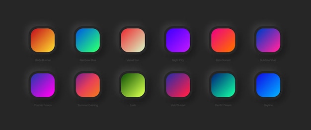 Vector different variations vivid gradient schemes for ui ux design