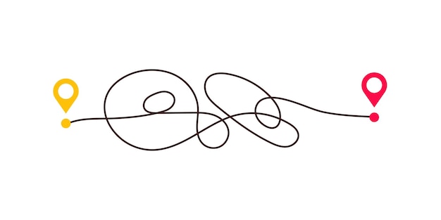 Vector difficult way chaos path from point a to b complex chaos simplifying concept easy simple way vector