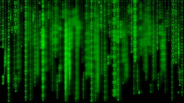 Vector digital background green matrix binary computer code vector illustration hacker concept